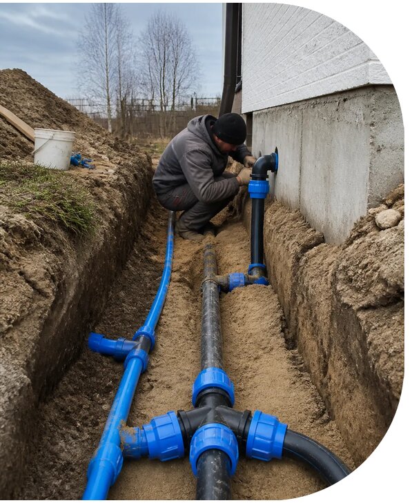 Монтаж наружного водопровода на участке под ключ в Кандалакше